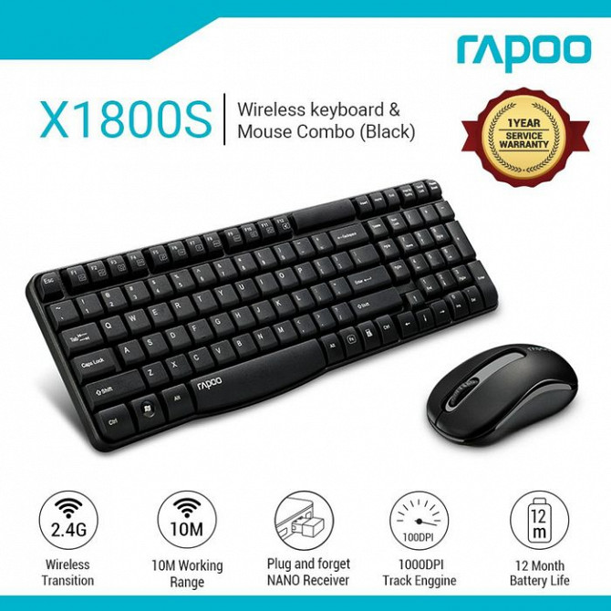 Беспроводная клавиатура и мышка RAPOO X1800S Ташкент - изображение 1